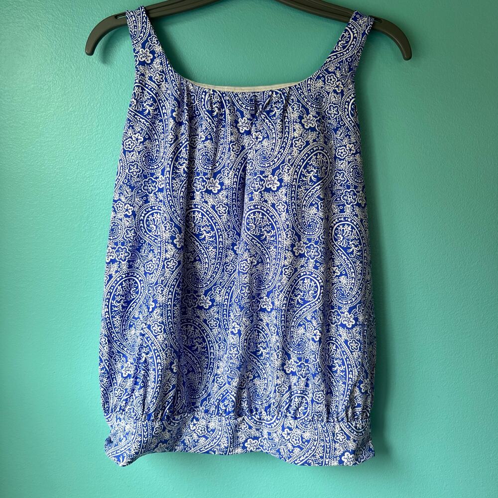 Lands End Swimsuit Top Womens 8 Tankini Hankerchief Hawaiian Cruise Resort Blous